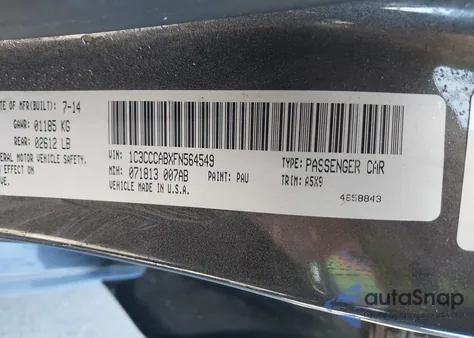 2015 Chrysler 200 Limited из США, поврежденный, VIN 1C3CCCABXFN564549